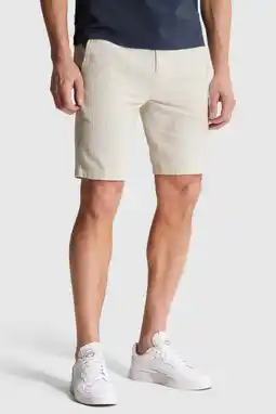 Wehkamp Cast Iron regular chino short met linnen beige aanbieding