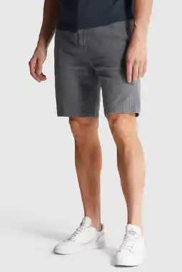 Wehkamp Cast Iron regular chino short met linnen donkergrenen aanbieding