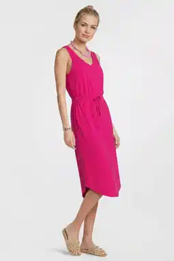 Wehkamp Anytime midi jurk met V-hals fuchsia aanbieding