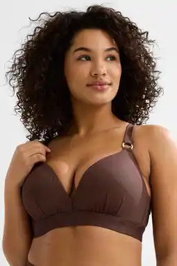 Wehkamp BEACHWAVE Curve voorgevormde beugel bikinitop met lurex donkerbruin aanbieding