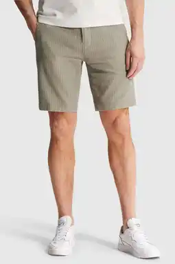 Wehkamp Cast Iron regular chino short met linnen groen aanbieding