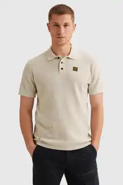 Wehkamp PME Legend regular polo gebreid ecru aanbieding