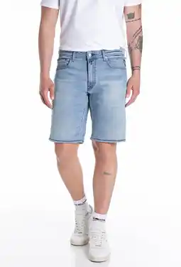 Wehkamp REPLAY denim straight short lichtblauw aanbieding