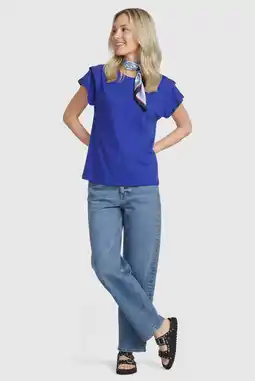 Wehkamp Anytime T-shirt met schouder detail felblauw aanbieding