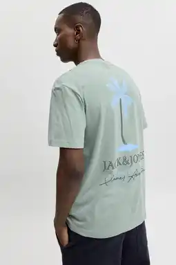 Wehkamp JACK & JONES regular T-shirt met backprint groen aanbieding