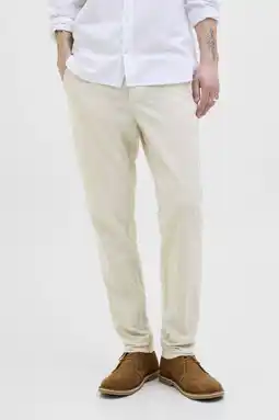 Wehkamp JACK & JONES PANTS STUDIO JPSTACE tapered chino met linnen beige aanbieding