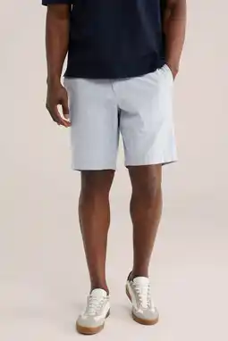 Wehkamp WE Fashion relaxed chino short met linnen lichtblauw aanbieding