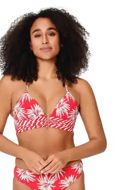 Wehkamp LingaDore voorgevormde triangel bikinitop rood/wit aanbieding
