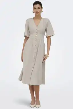 Wehkamp ONLY midi jurk lichtgrijs aanbieding