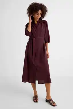 Wehkamp Ruby maxi overhemdjurk met linnen donkerbruin aanbieding