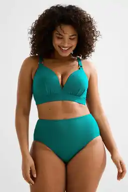 Wehkamp BEACHWAVE Curve high waist bikinibroekje met textuur groen aanbieding