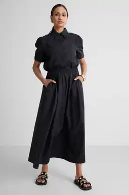Wehkamp Ruby poplin maxi rok zwart aanbieding