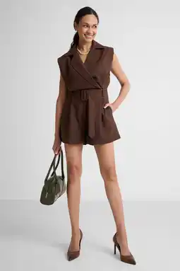 Wehkamp Ruby blazer playsuit donkerbruin aanbieding