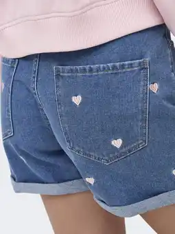 Wehkamp ONLY regularwaist denim short met hartjes medium blue denim aanbieding