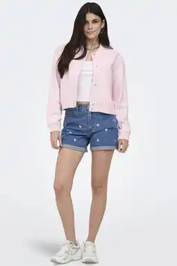 Wehkamp ONLY regularwaist denim short met hartjes medium blue denim aanbieding
