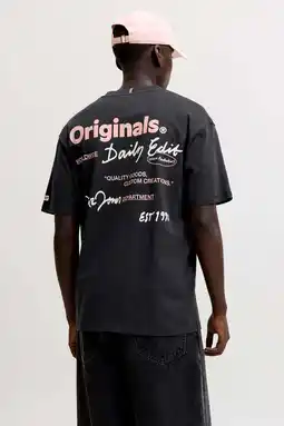 Wehkamp JACK & JONES ORIGINALS relaxed fit T-shirt met backprint - zwart aanbieding