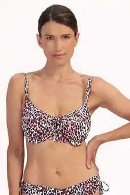 Wehkamp Cyell niet-voorgevormde beugel bikinitop zwart/ecru/roze aanbieding