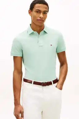 Wehkamp Tommy Hilfiger slim polo turquoise aanbieding