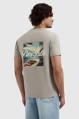 Wehkamp Pure Path regular T-shirt met backprint taupe aanbieding
