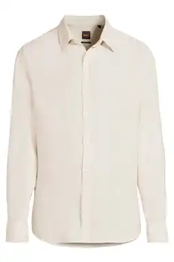 Wehkamp BOSS regular casual overhemd met linnen aanbieding