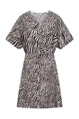 Wehkamp FREEQUENT korte jurk met zebraprint bruin aanbieding