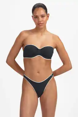 Wehkamp Beachlife high leg bikinibroekje zwart/ecru aanbieding