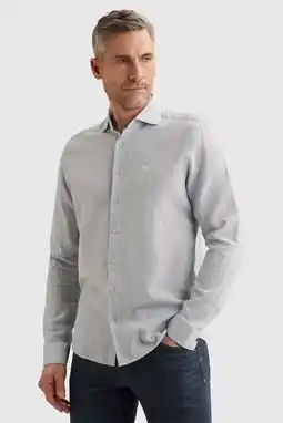 Wehkamp Vanguard regular casual overhemd met linnen lichtblauw aanbieding