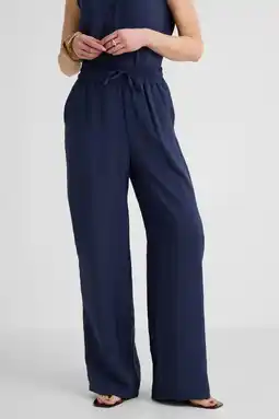 Wehkamp Anytime wide leg broek donkerblauw aanbieding