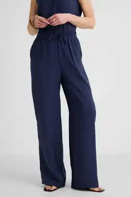 Wehkamp Anytime wide leg broek donkerblauw aanbieding