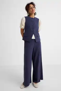 Wehkamp Ruby broek met linnen krijtstreep donkerblauw aanbieding