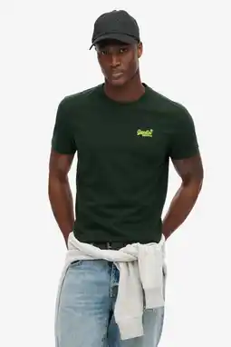 Wehkamp Superdry slim T-shirt donkergroen aanbieding