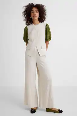 Wehkamp Ruby broek met linnen krijtstreep beige aanbieding