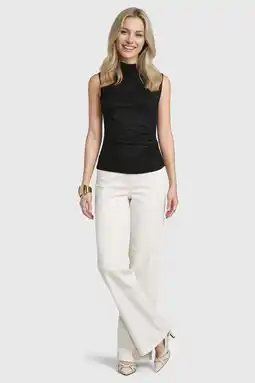 Wehkamp Anytime jersey top met gedrapeerd detail zwart aanbieding