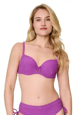 Wehkamp LingaDore voorgevormde beugel bikinitop met textuur paars aanbieding
