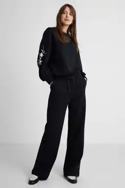 Wehkamp Anytime wide leg joggingbroek zwart aanbieding