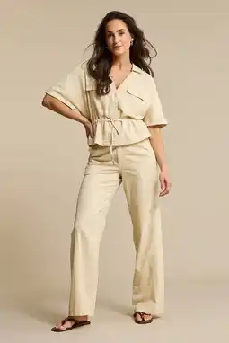 Wehkamp Red Button denim straight highwaist broek zand aanbieding