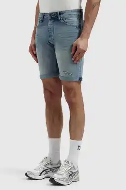 Wehkamp Pure Path Miles denim slim short blauw aanbieding