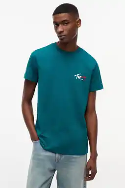 Wehkamp Tommy Jeans slim T-shirt petrol aanbieding