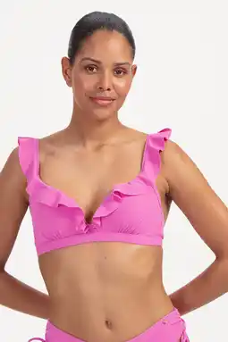 Wehkamp Beachlife voorgevormde beugel bikinitop met lurex en ruches roze aanbieding