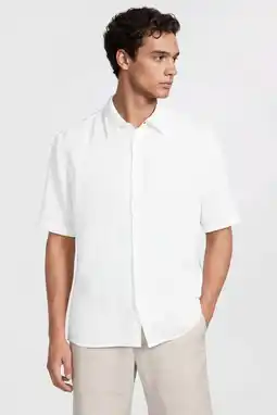 Wehkamp BOSS regular casual overhemd met linnen wit aanbieding