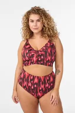 Wehkamp Zizzi high waist bikinibroekje SKATRIN rood/zwart aanbieding