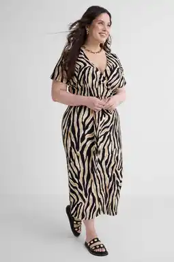 Wehkamp GREAT LOOKS crinkle overslagjurk met zebraprint multi aanbieding