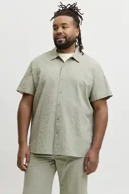 Wehkamp JACK & JONES PLUS SIZE katoenen regular fit overhemd - groen aanbieding