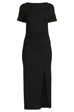 Wehkamp Ruby midi jurk met plooien detail zwart aanbieding