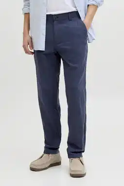 Wehkamp JACK & JONES PANTS STUDIO JPSTACE tapered chino met linnen donkerblauw aanbieding