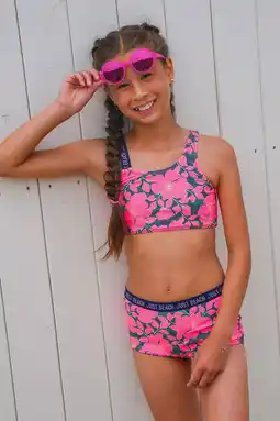 Wehkamp Just Beach crop bikini Tanzania fuchsia/groen aanbieding