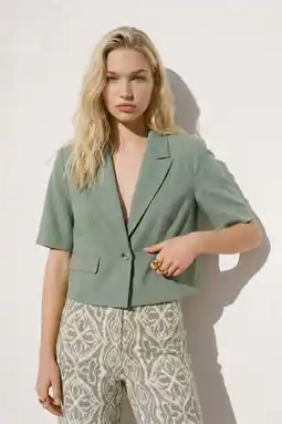 Wehkamp VERO MODA cropped blazer - groen aanbieding