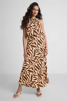 Wehkamp Ruby maxi rok met zebraprint beige/bruin aanbieding