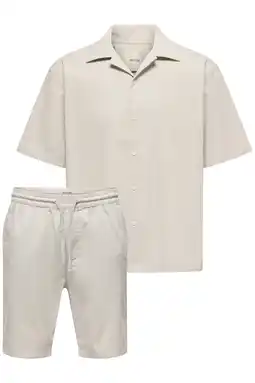 Wehkamp ONLY & SONS regular casual overhemd met short beige aanbieding