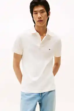 Wehkamp Tommy Hilfiger slim polo ecru aanbieding